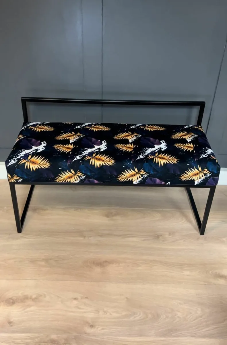 Bench with Backrest 100x40cm Black Metal Frame - Image 3