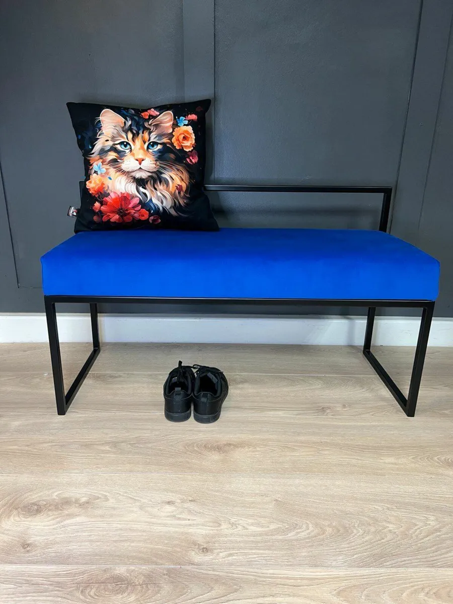Bench with Backrest 100x40cm Black Metal Frame - Image 4