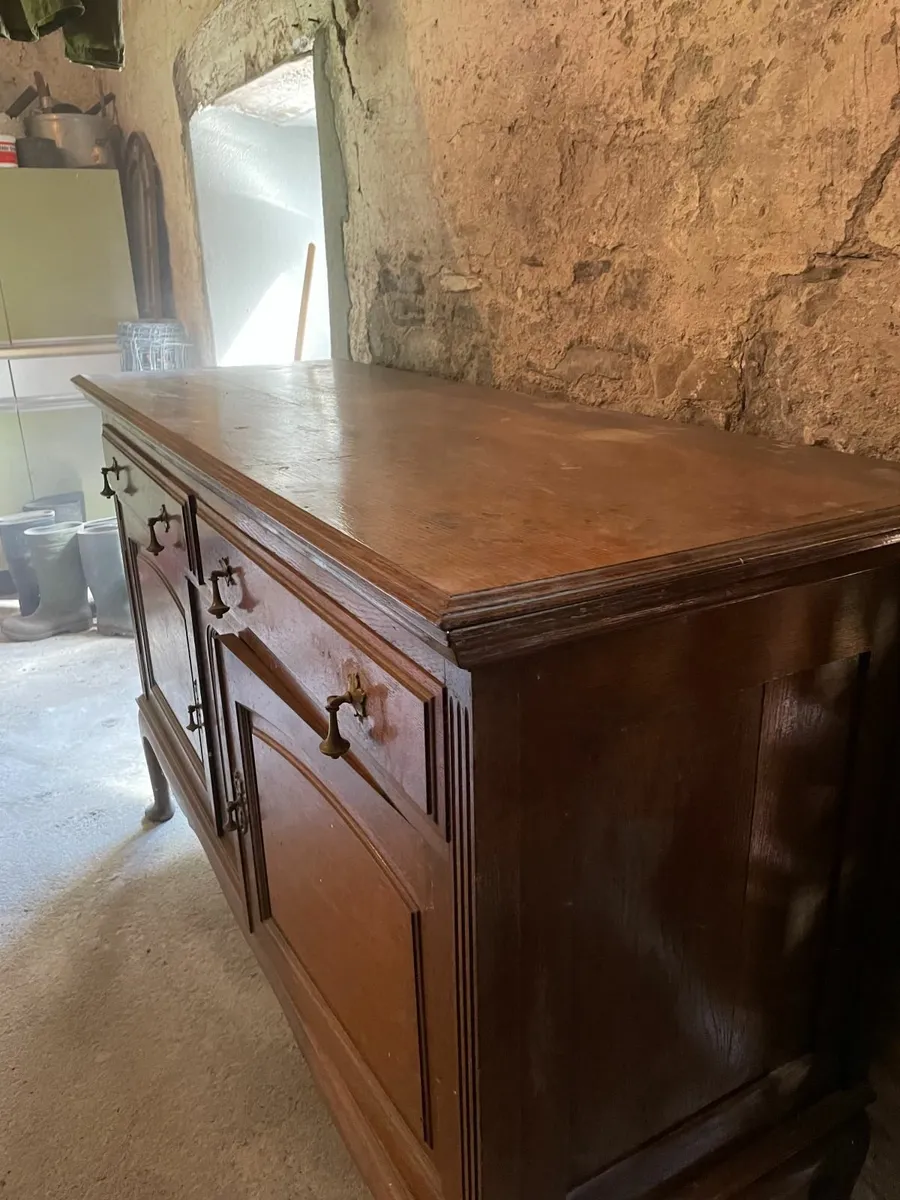 Mahogany table.  Pine wardrobe. Oak side board - Image 2