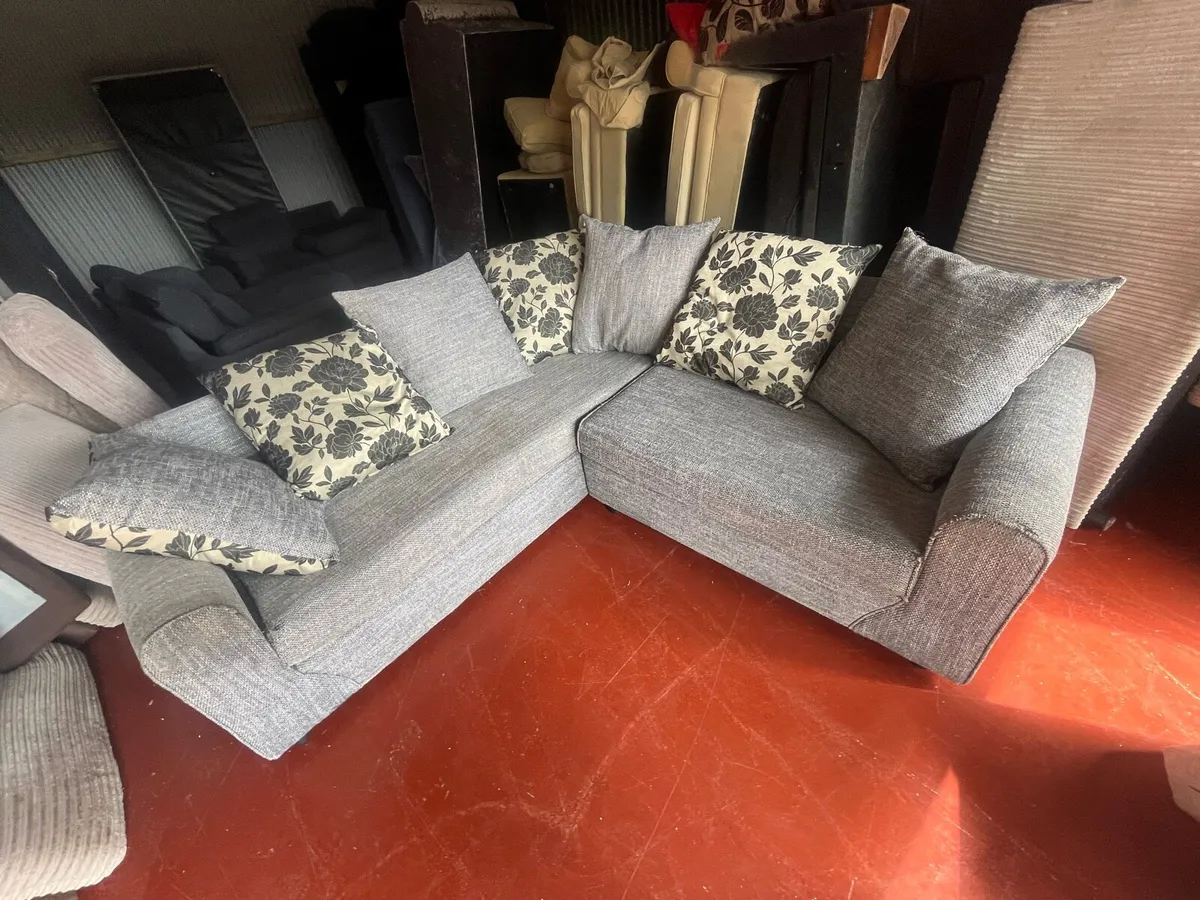 Grey corner sofa l shaped delivery available - Image 1