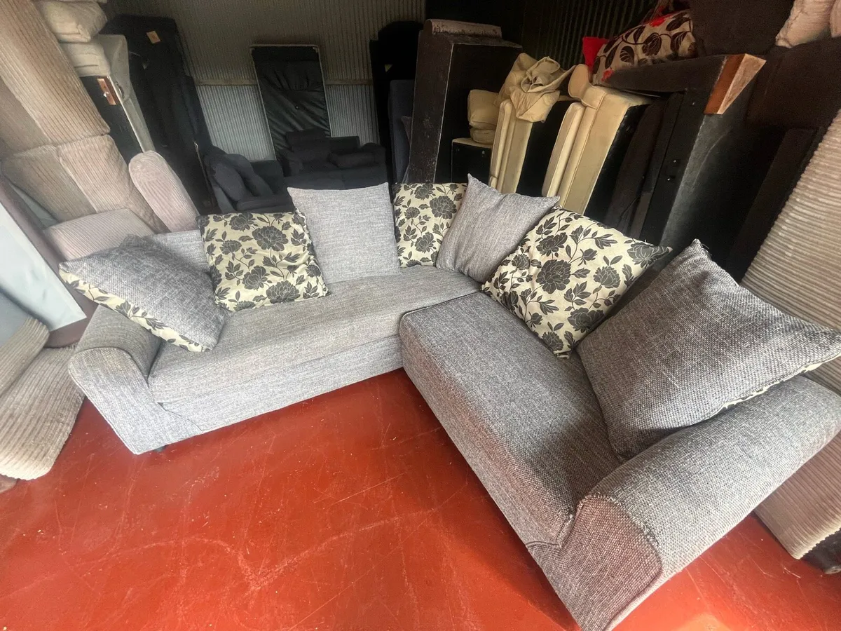 Grey corner sofa l shaped delivery available - Image 2