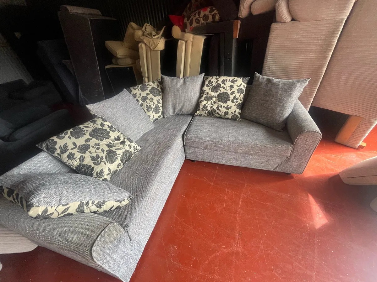 Grey corner sofa l shaped delivery available - Image 3