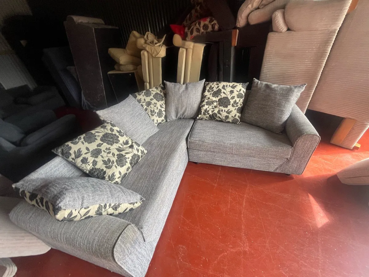 Grey corner sofa l shaped delivery available - Image 4