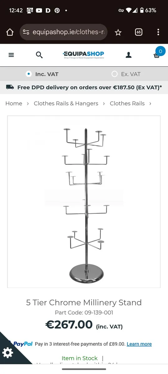 5 Tier CHROME MILLINERY STAND - Image 1