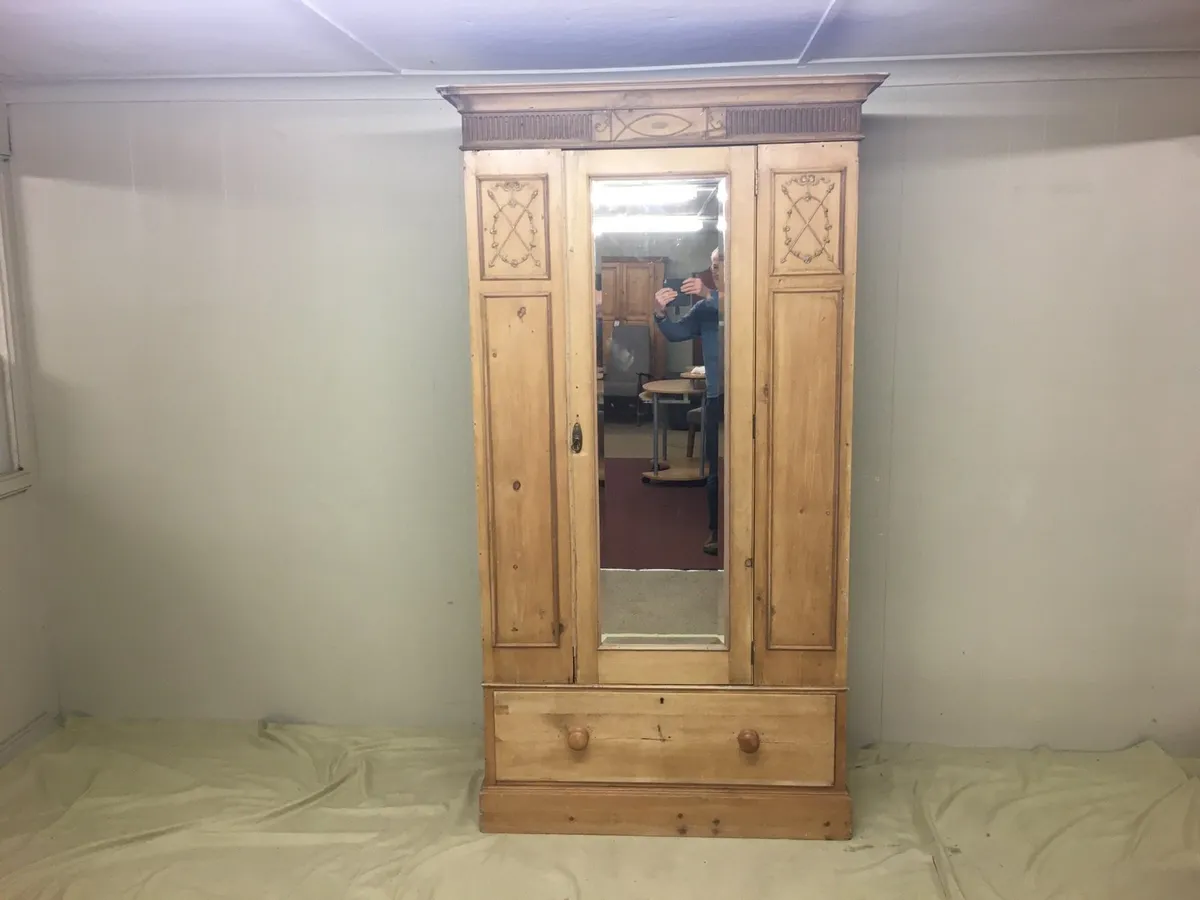 Antique Pine Wardrobe - Image 1