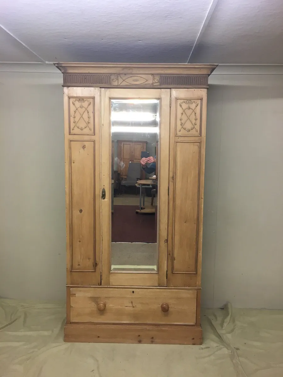 Antique Pine Wardrobe - Image 2