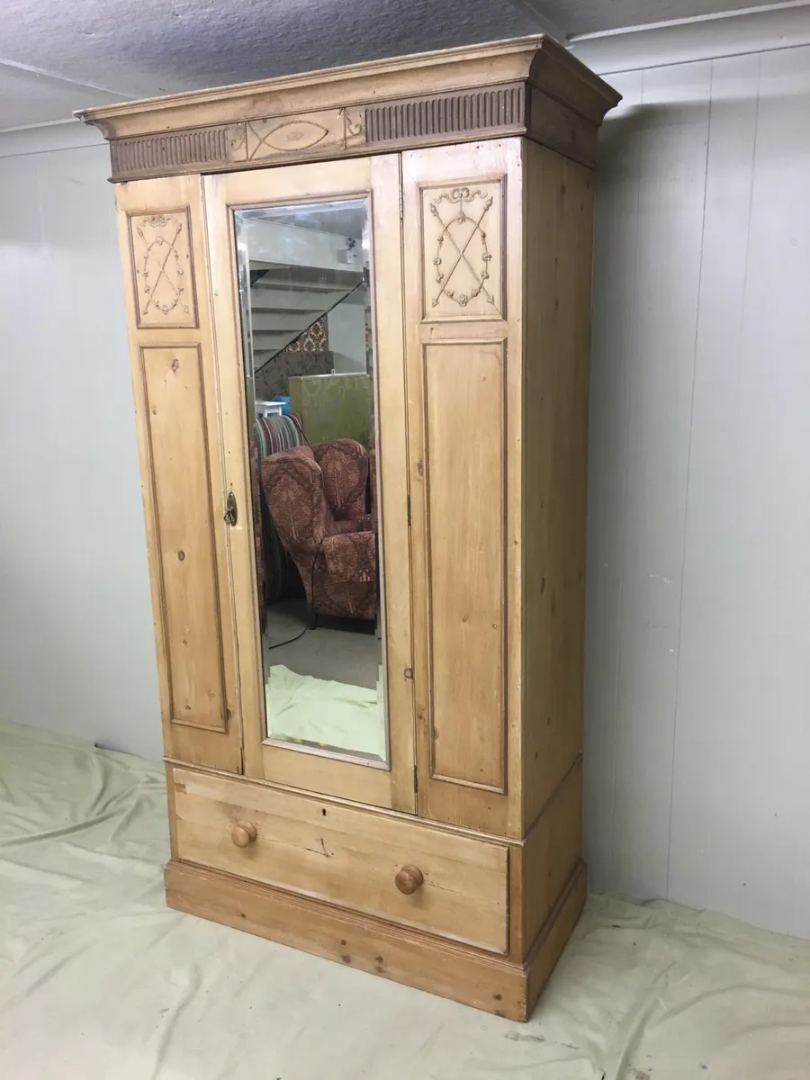 Antique Pine Wardrobe - Image 4