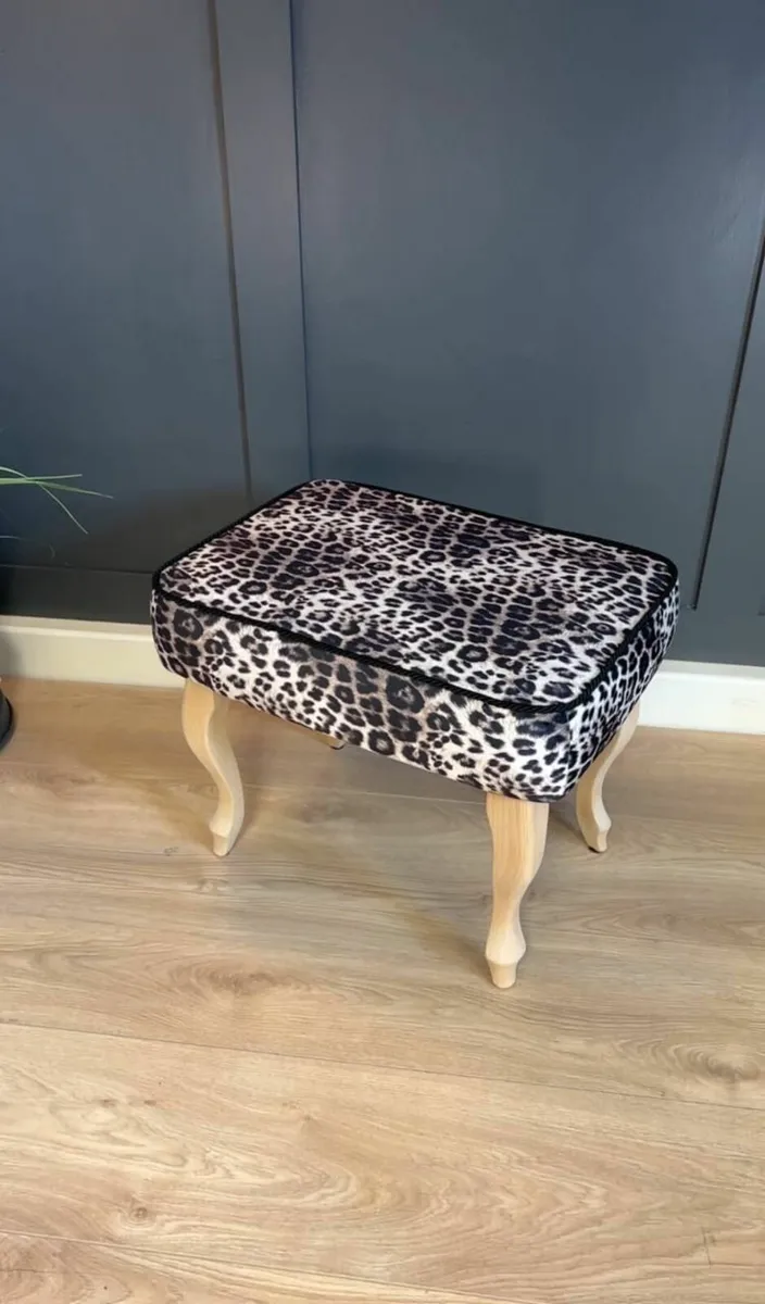 Footstool 60x40cm velvet fabric handmade - Image 1