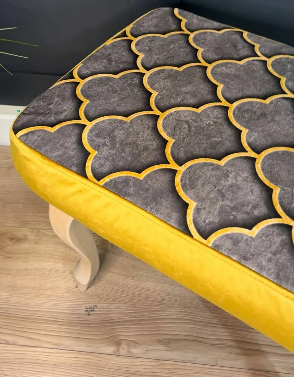 Footstool 60x40cm velvet fabric handmade - Image 3