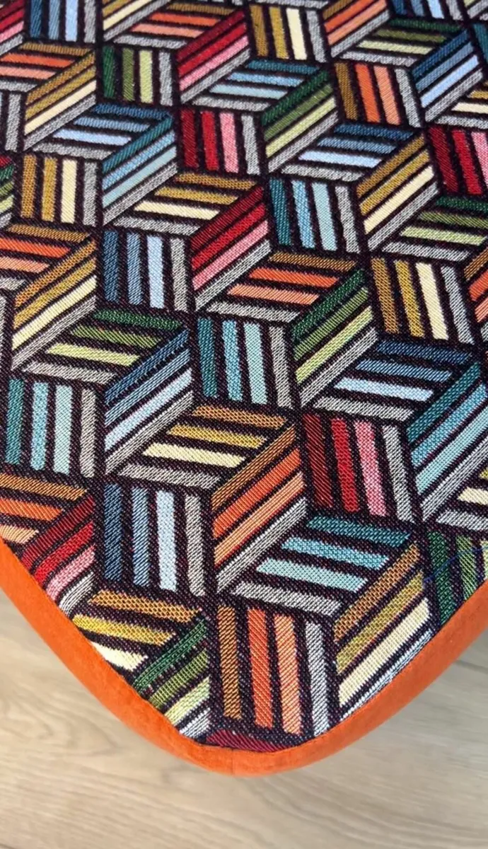 Footstool 60x40cm velvet fabric handmade - Image 4