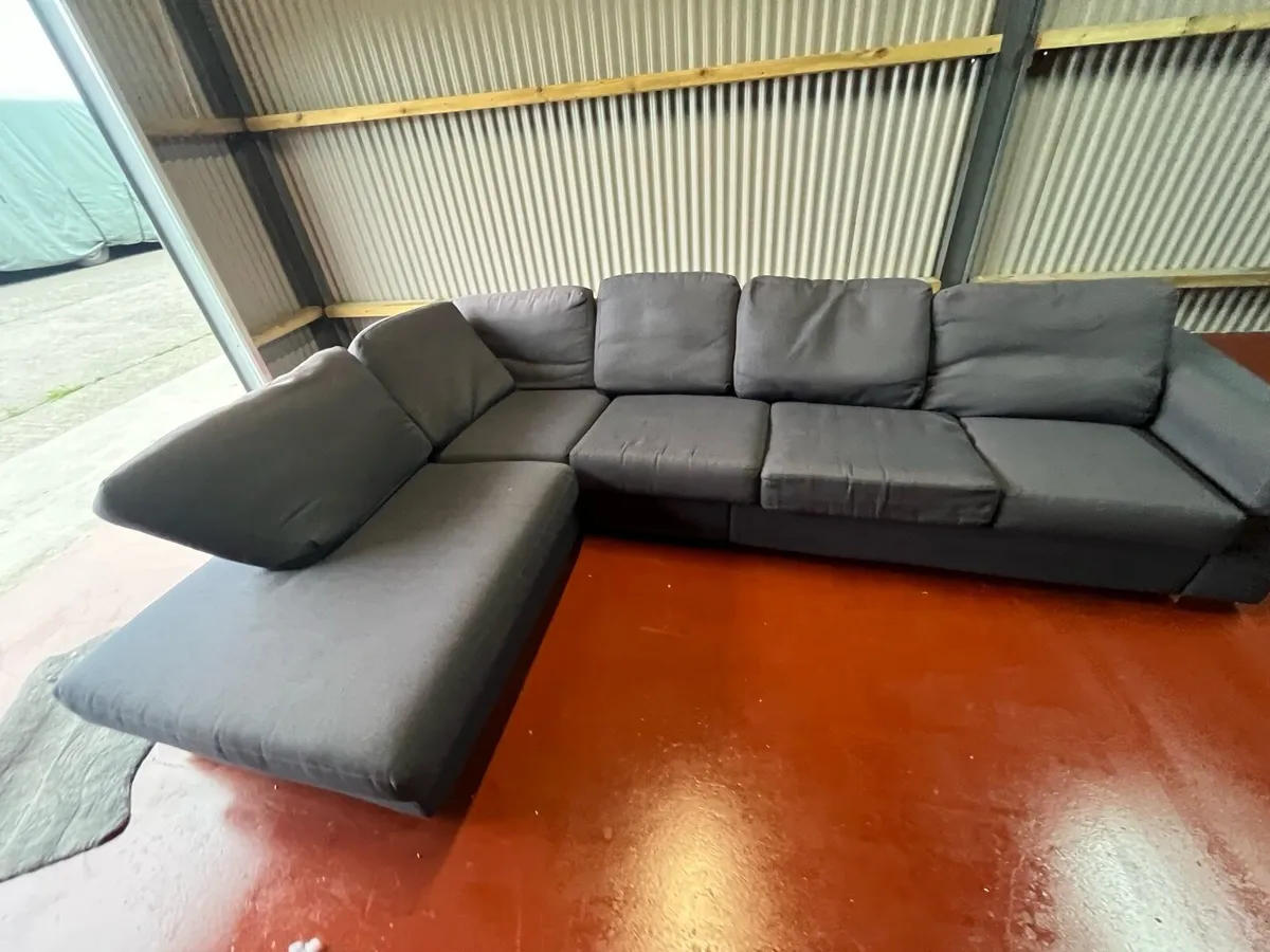 Navy corner sofa L shaped delivery available - Image 1