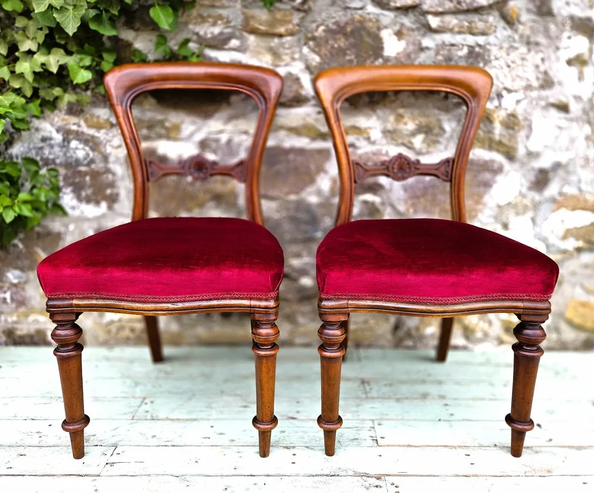 Pair of Victorian Balloon Back Chairs- Circa 1880 - Image 1