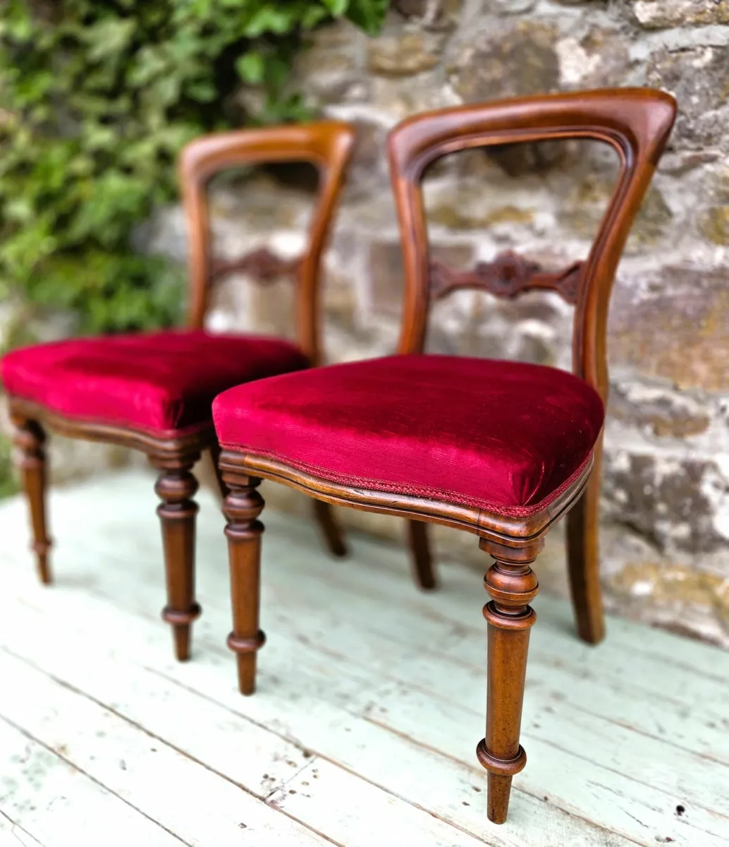 Pair of Victorian Balloon Back Chairs- Circa 1880 - Image 2