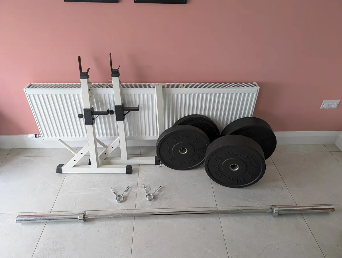Home Gym Bundle: Barbell, Plates & Squat Stand - Image 1