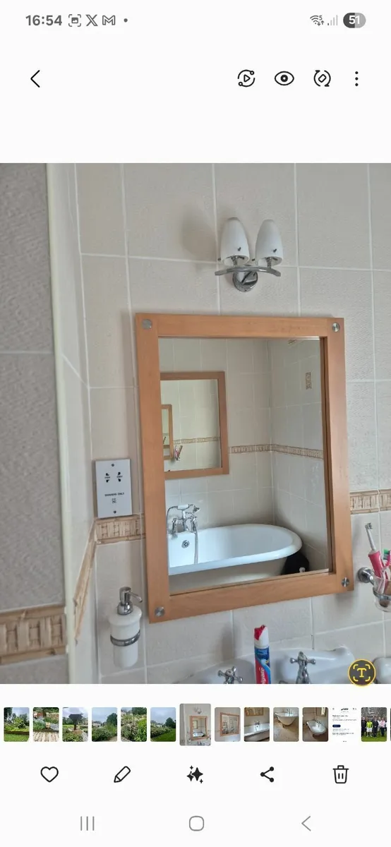 2  beech timber framed  mirrors - Image 1