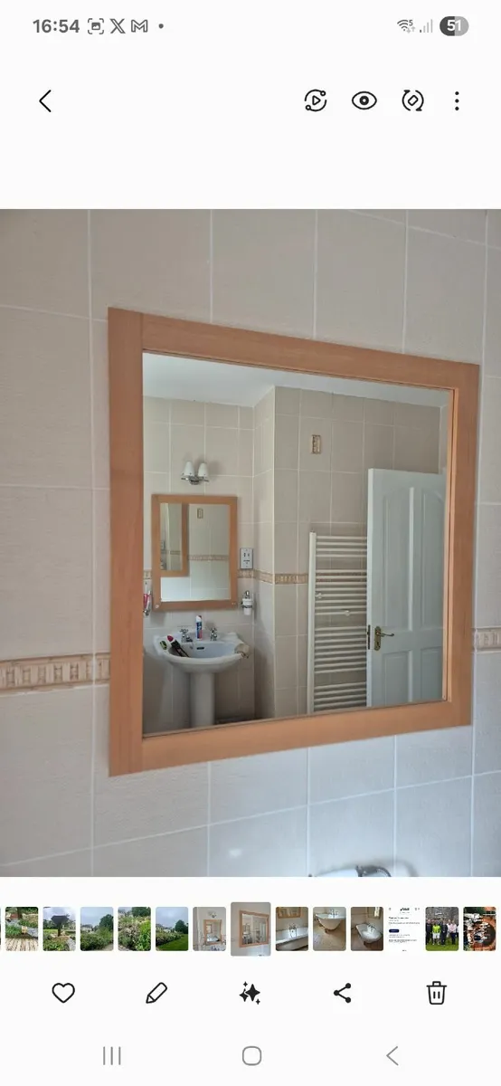 2  beech timber framed  mirrors - Image 2