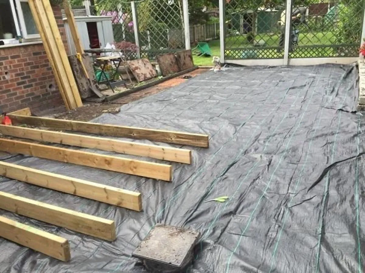 Weed control membrane  groundworks patio - Image 1