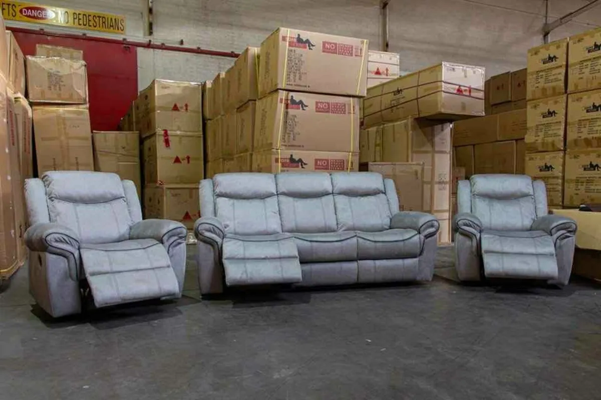 New 3+2 Or 3+1+1 Grey Denver Fabric Recliner - Image 2