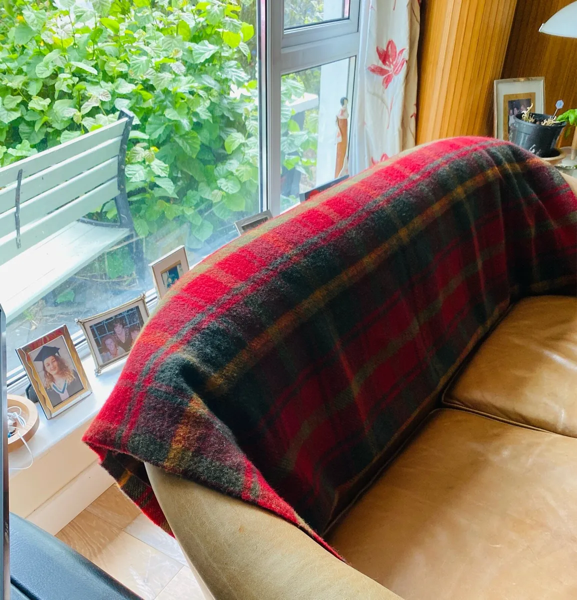 Blanket-100%wool red/green/amber check design - Image 3