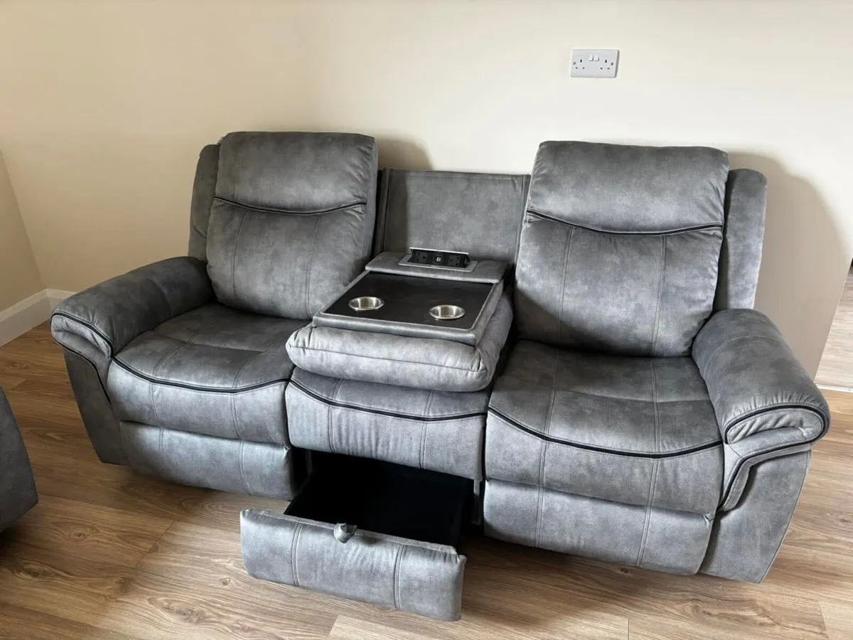 New 3+2 Or 3+1+1 Grey Denver Fabric Recliner - Image 1