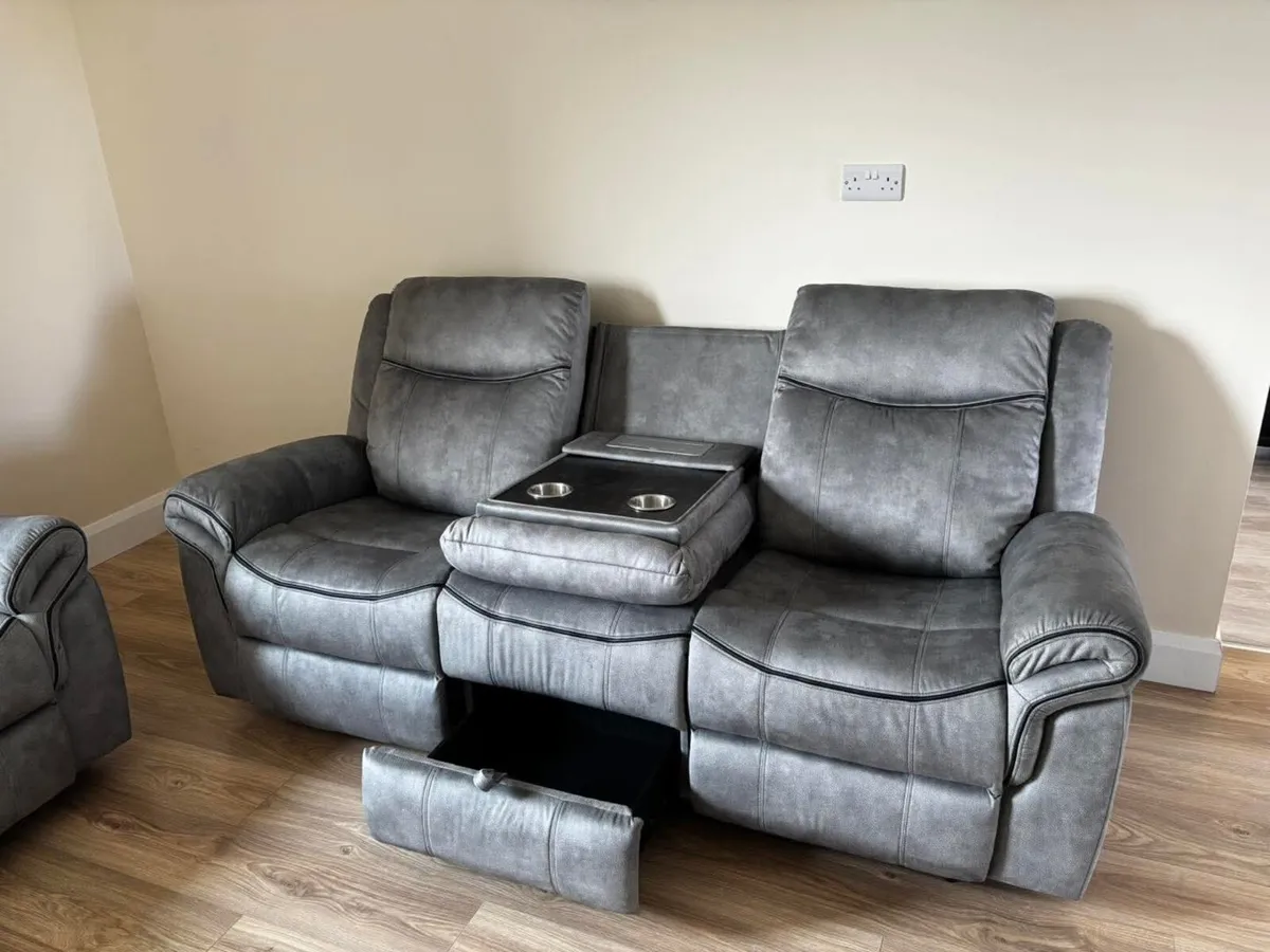 New 3+2 Or 3+1+1 Grey Denver Fabric Recliner - Image 4