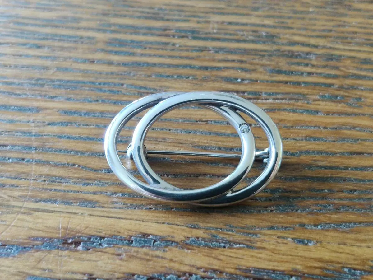 DOUBLE OVAL, 925 Silver RARE Aer Hostess Brooch ! - Image 3