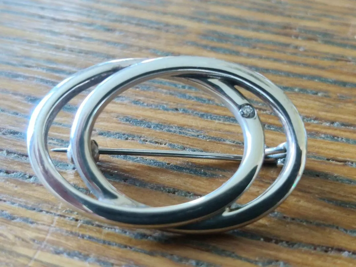 DOUBLE OVAL, 925 Silver RARE Aer Hostess Brooch ! - Image 4
