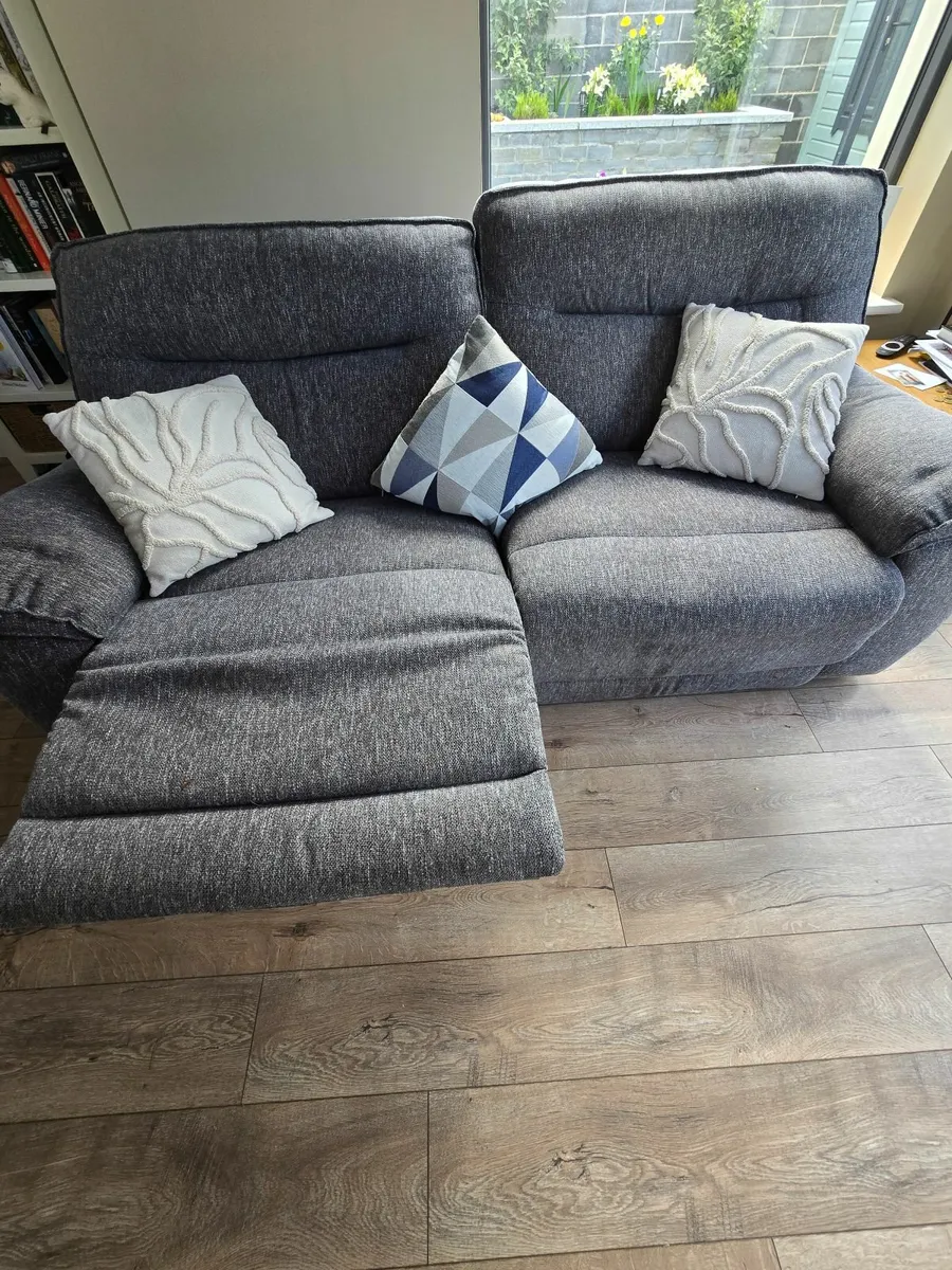 Grey 2 seater manual recliner - Image 3