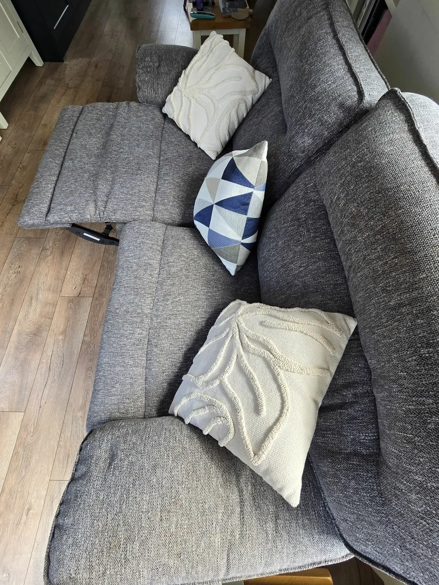 Grey 2 seater manual recliner - Image 4