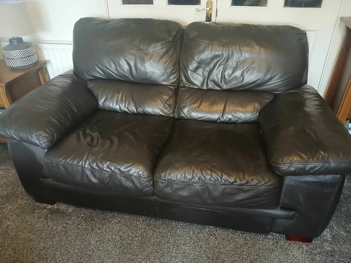 Leather Suite Dark Brown - Image 1