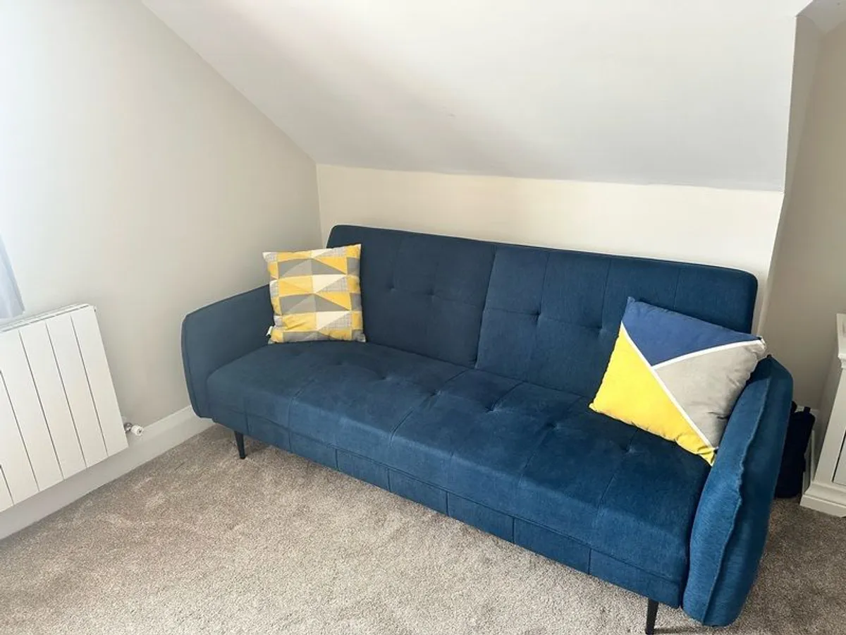 3 Seater Navy Sofa Bed - Image 1