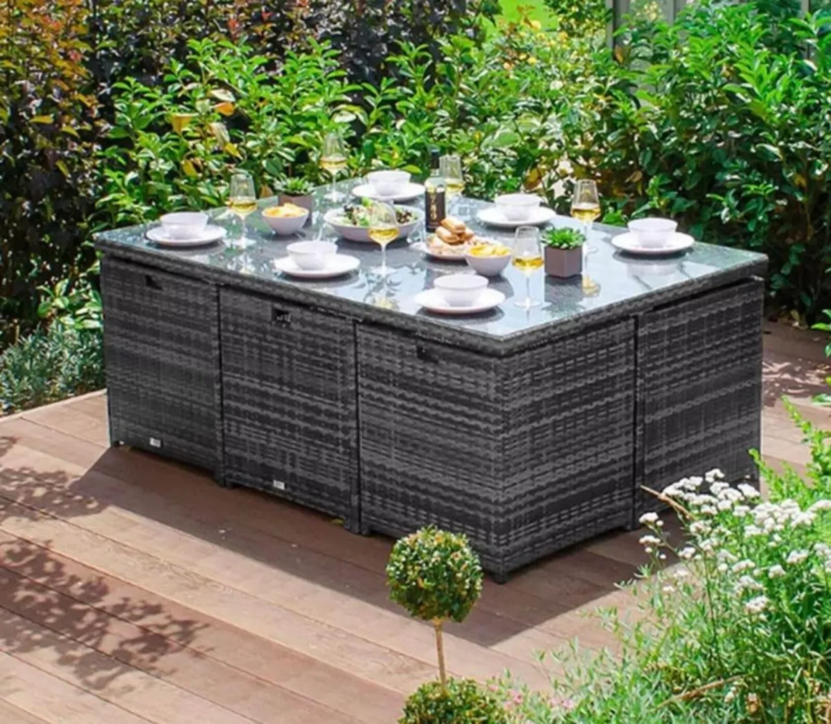 NEW RATTAN 11 PSC CUBE GARDEN FURNITURE - DELIVERY - Image 2