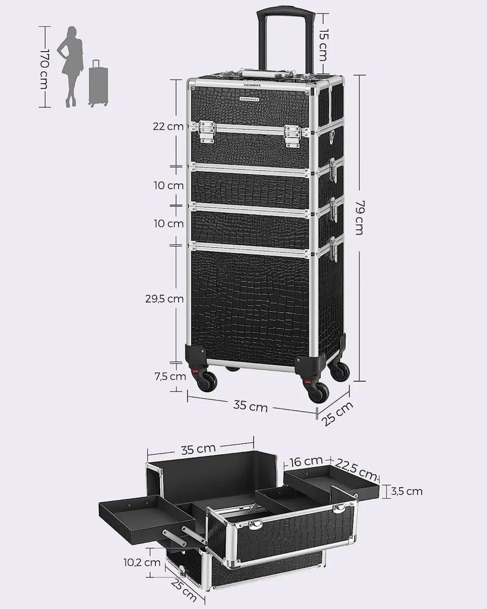 Makeup Trolley Cosmetic Case Aluminium - Image 3