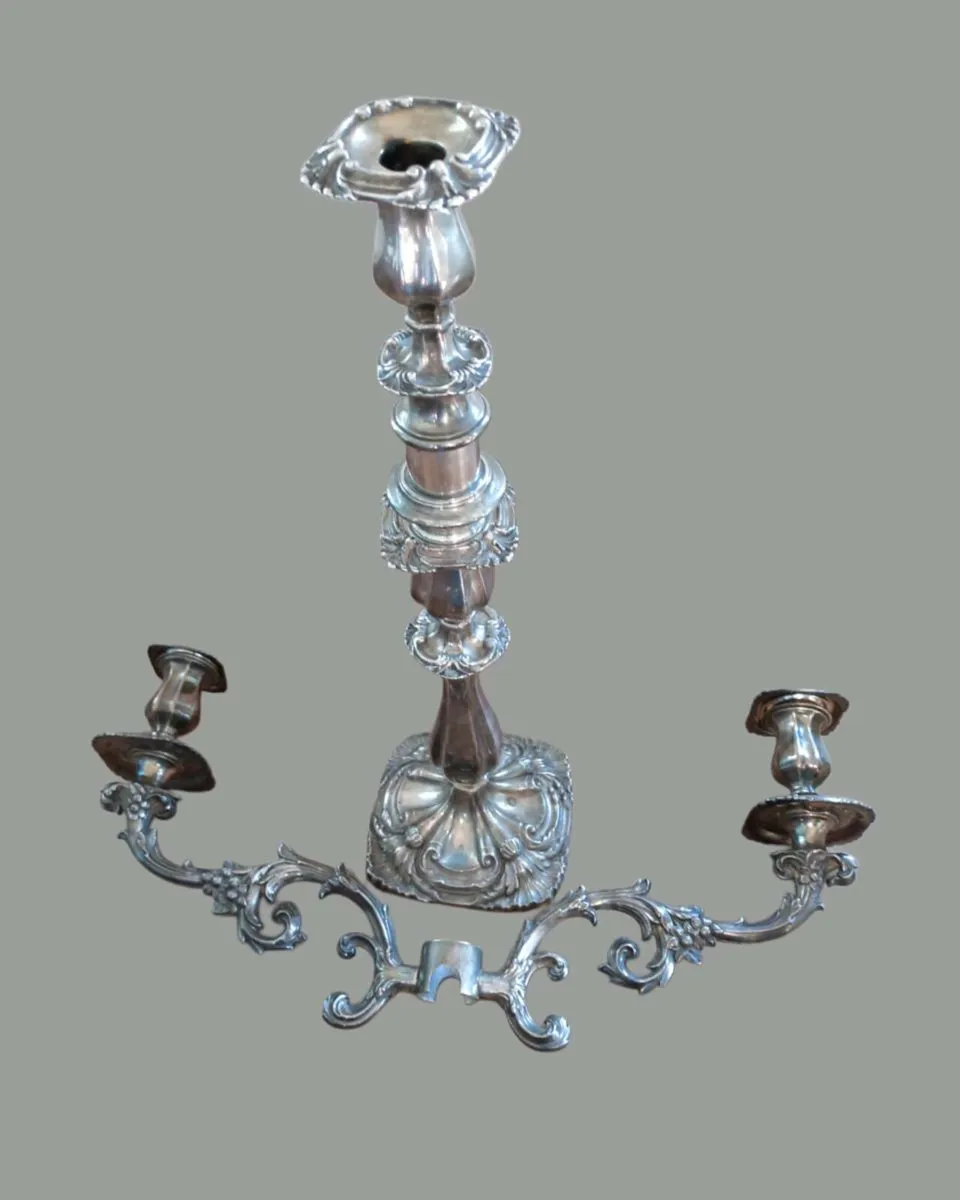 📍PAIR of antique silver plated 3 arm candelabra - Image 4