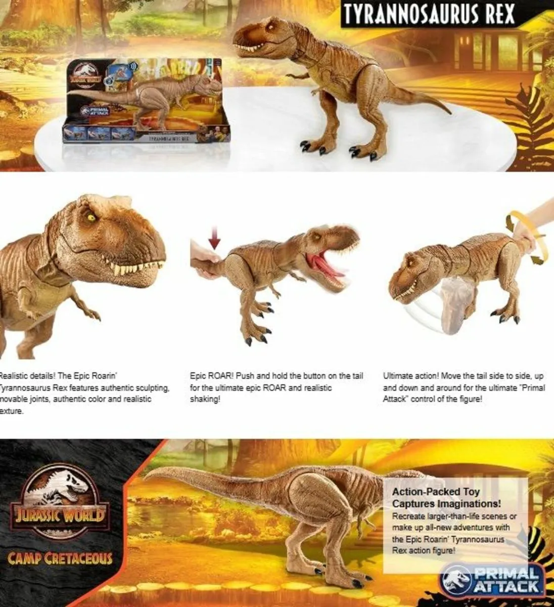 Roarin Tyrannosaurus Rex Large Action Figure - Image 2