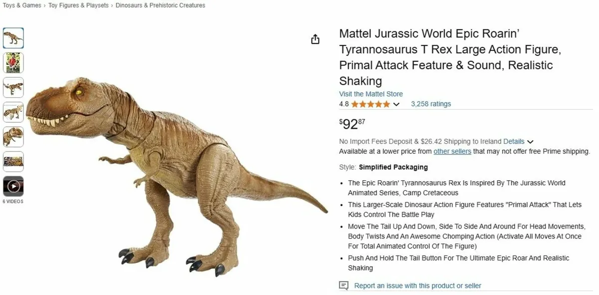 Roarin Tyrannosaurus Rex Large Action Figure - Image 3