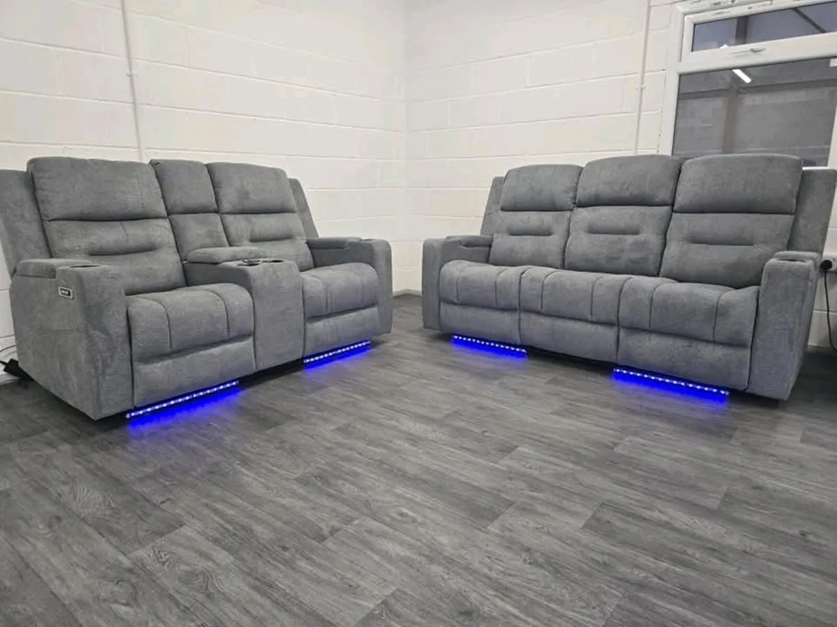 Titan Plus 3+2 Grey Fabric Electric Recliner Sofa - Image 2