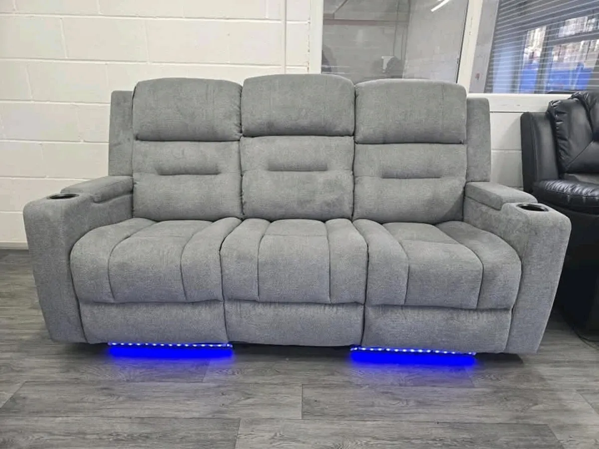 Titan Plus 3+2 Grey Fabric Electric Recliner Sofa - Image 4