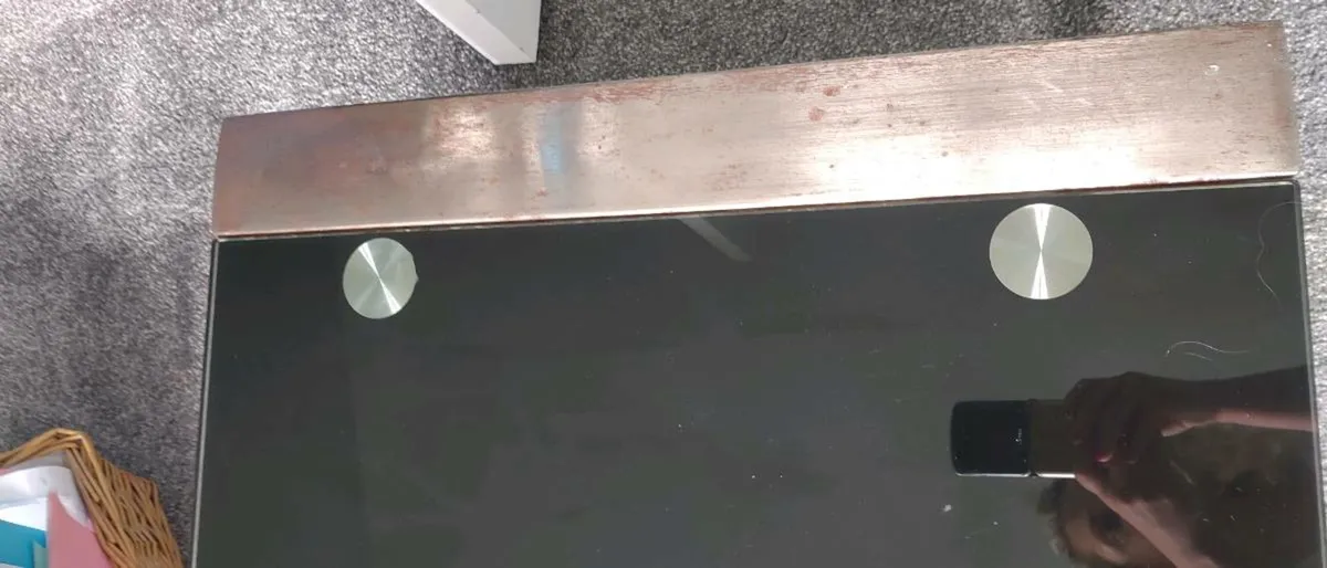 Glass black coffee table with silver legs - Image 1