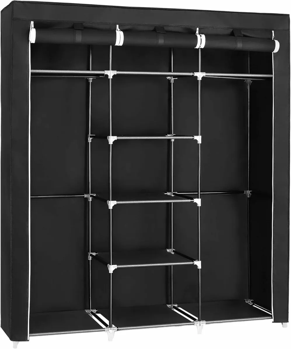 Folding Wardrobe Fabric Cabinet Coat Clothes Rack - Image 2