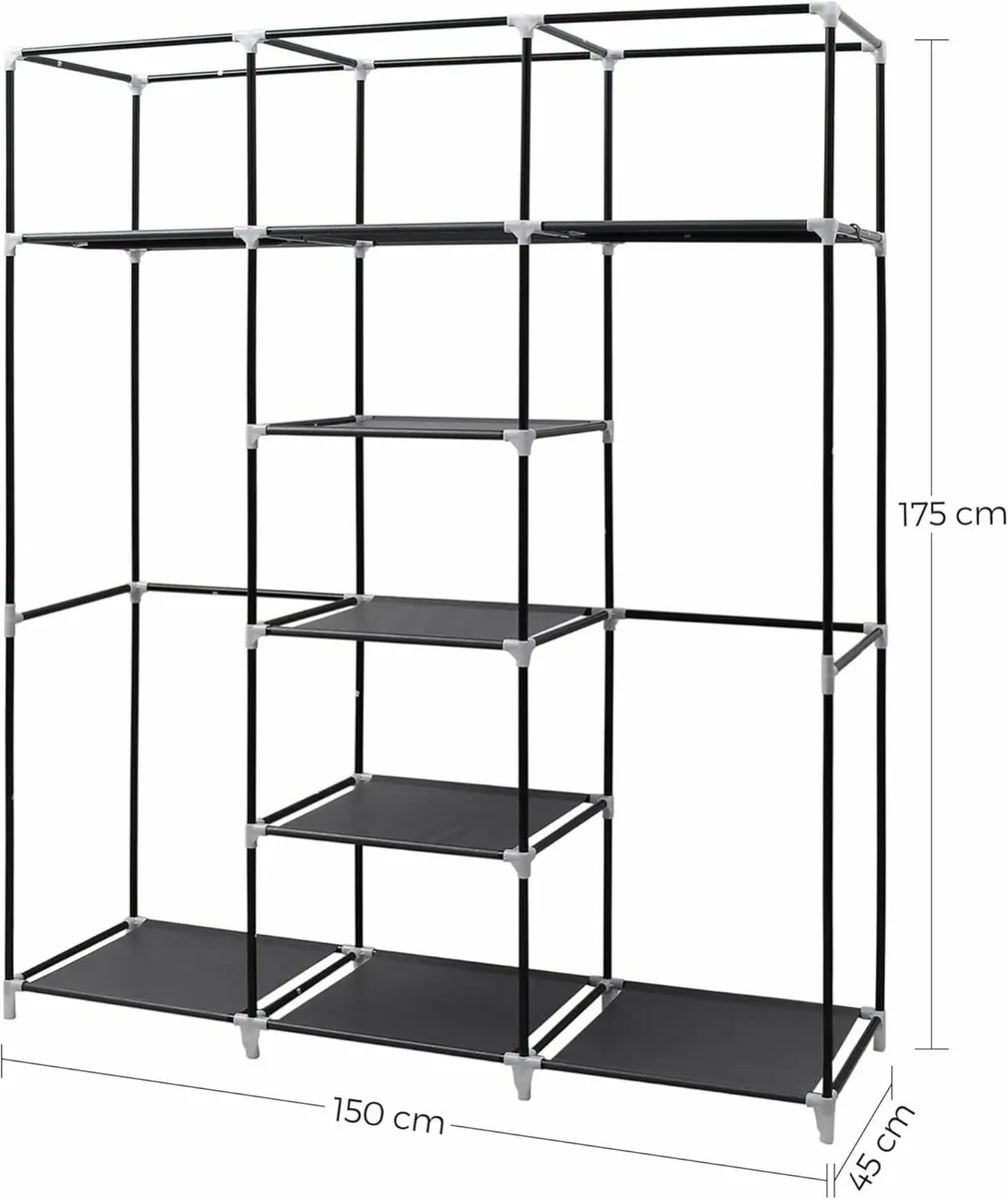 Folding Wardrobe Fabric Cabinet Coat Clothes Rack - Image 3