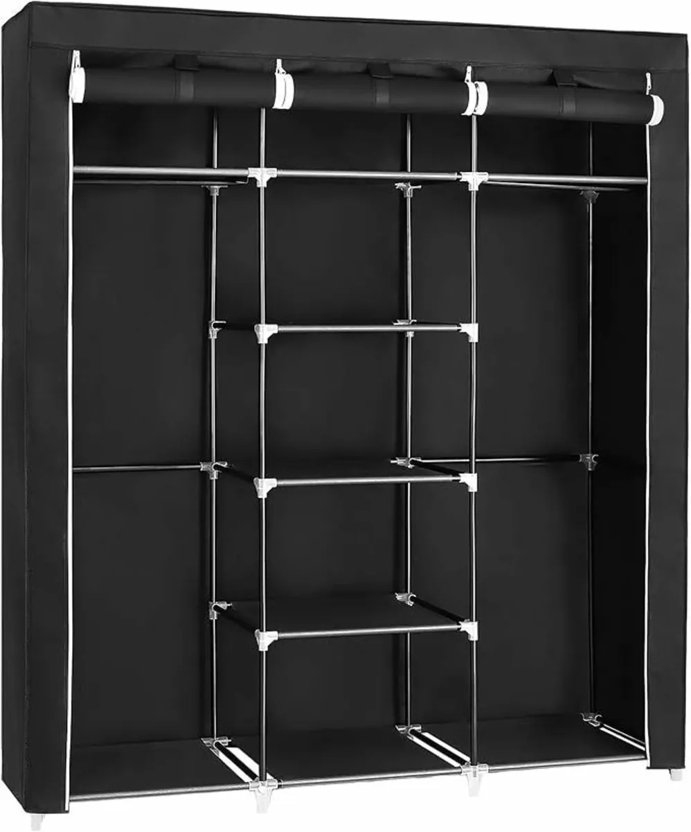 Folding Wardrobe Fabric Cabinet Coat Clothes Rack - Image 4