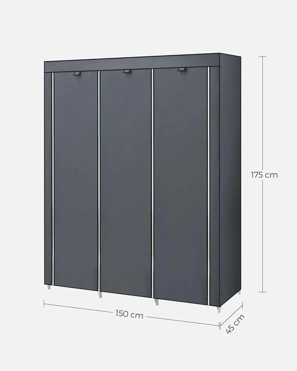 Wardrobe Bedroom Cupboard Clothes Storage Grey - Image 2