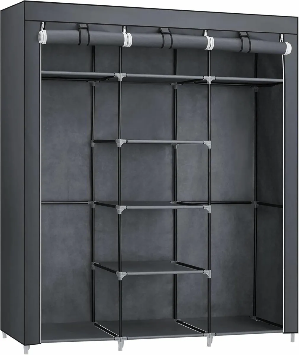 Wardrobe Bedroom Cupboard Clothes Storage Grey - Image 3