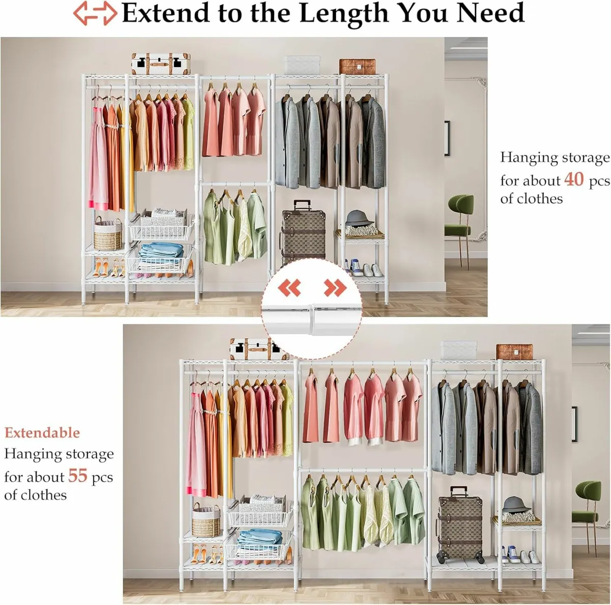 Extendable Clothes Rails Coat Rails Heavy Duty - Image 4