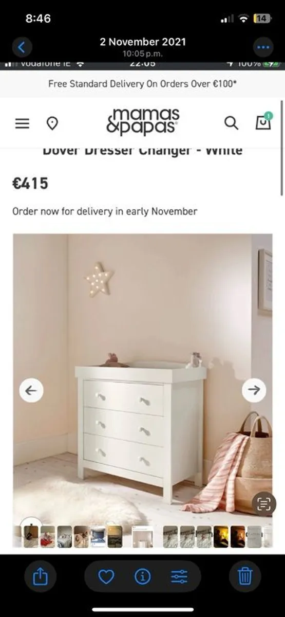 Baby Changing Dresser (Mamas and Papas Dover Dresser Changer - Grey) - Image 2