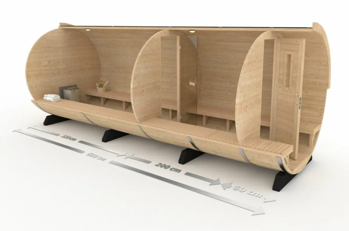 10 person Mobile Barrel Sauna with changing room - Image 4