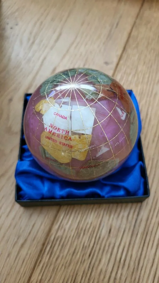 Semi Precious Gemstone paperweight globe - Image 1