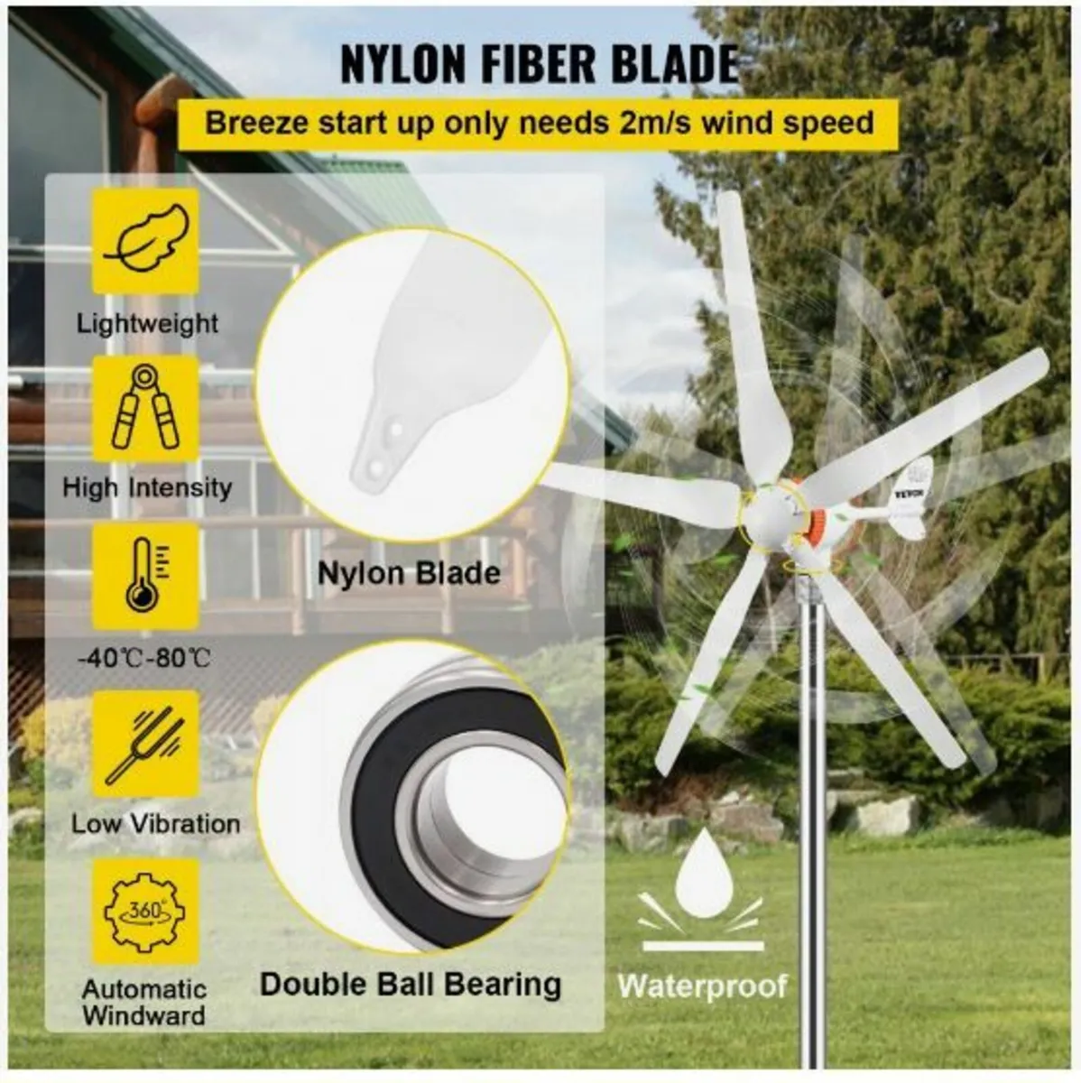 Wind Turbine Generator, 12V/AC Wind Turbine Kit - Image 2