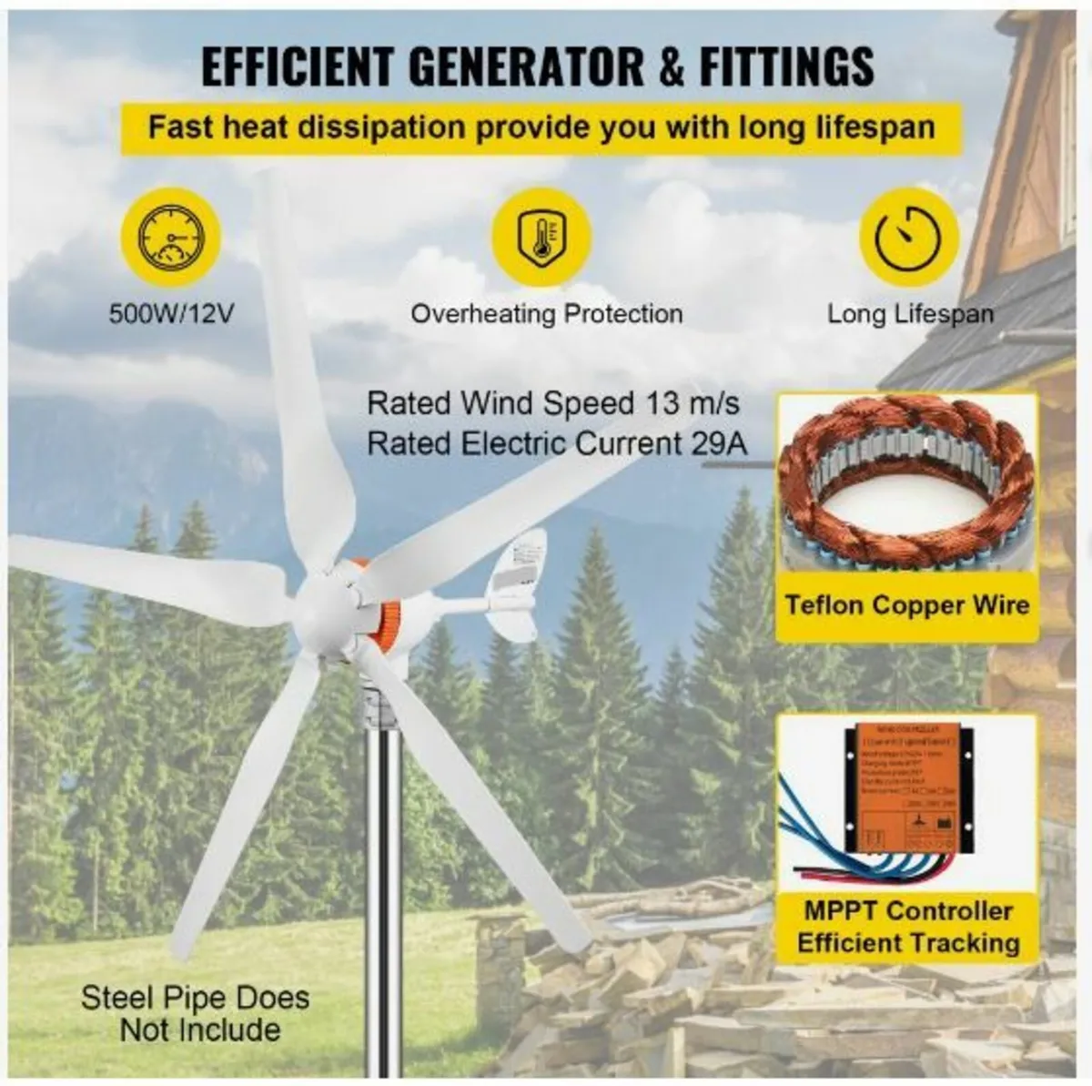 Wind Turbine Generator, 12V/AC Wind Turbine Kit - Image 4